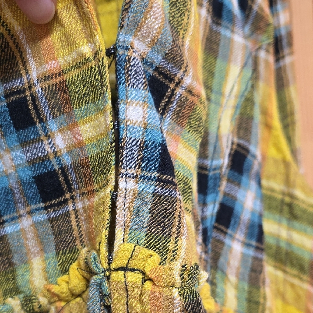 Yellow Plaid Ruffle Blouse - Picture 4 of 4